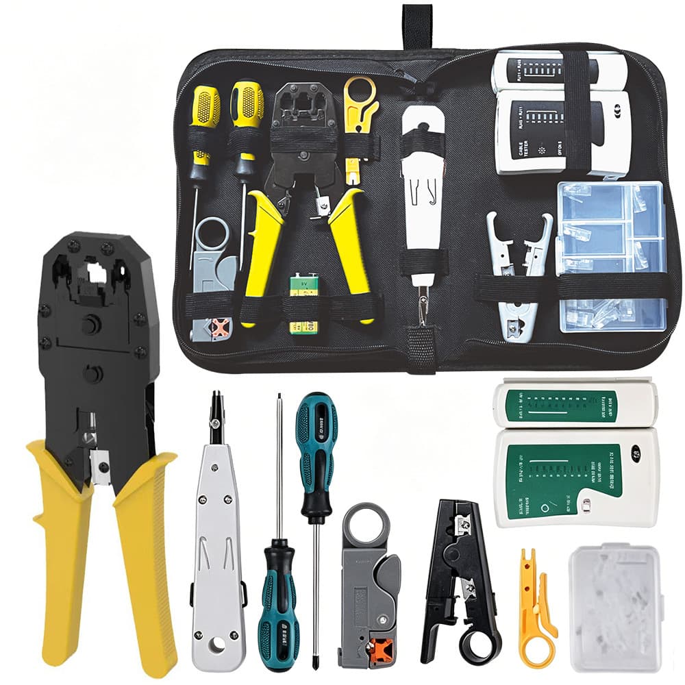 🔌 Kit Ferramentas De Rede Completo | Alicate Crimpar RJ45 Testador Cabo Descascador Fios Profissional