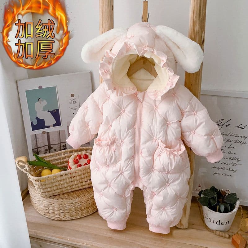 Roupas de bebê roupas de inverno bebê recém-nascido menina Super bonito macacão colcha forro quente algodão roupas Outin