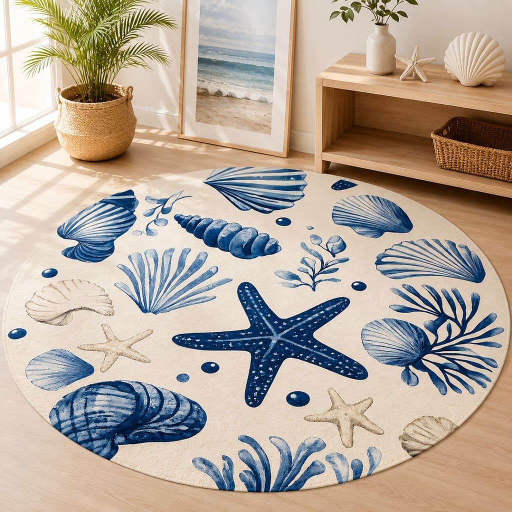 Tapete Redondo Decorativo 88cm Antiderrapante para Sala e Quarto 2184