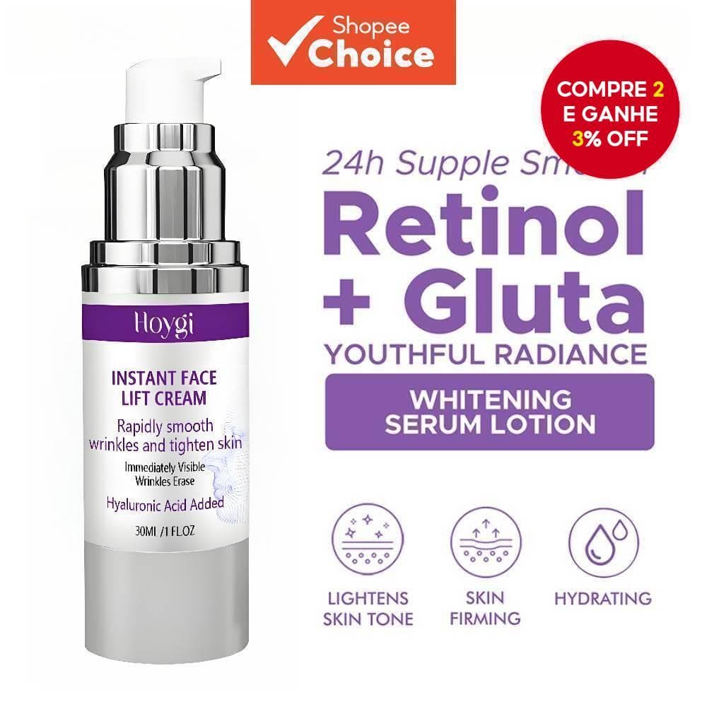 Creme Lifting Facial Instantâneo Com E Retinol, Anti-idade, Remove Rugas, Hidrata E Firma - 30ml