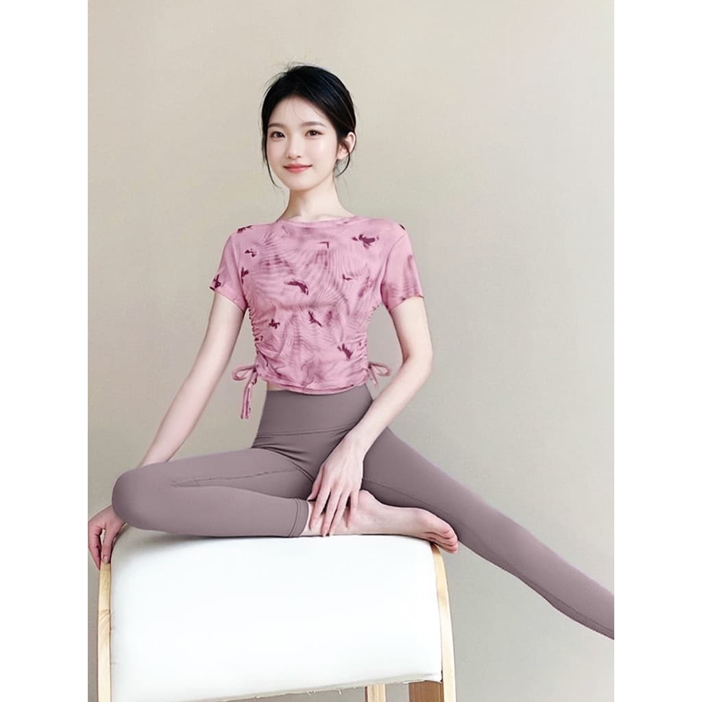 2026 Super quente roupas de Yoga topos femininos bela gaze estilo chinês roupas de Fitness terno High-End roupas de trei