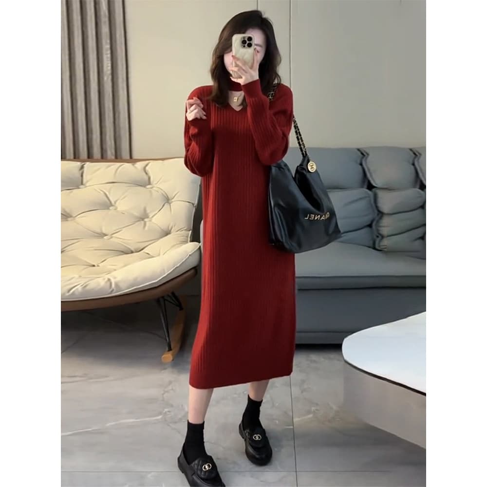 Chique vestido francês primavera vestido feminino 2026 novo estilo Hepburn roupa interior primavera outono com decote em