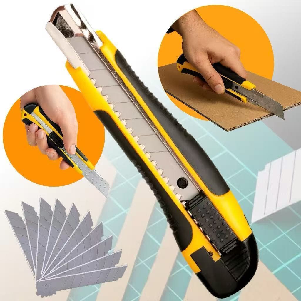 Estilete para Caixas Ferramenta Corte de Papelão e Abrir Encomendas Lâmina de Segurança Multiuso