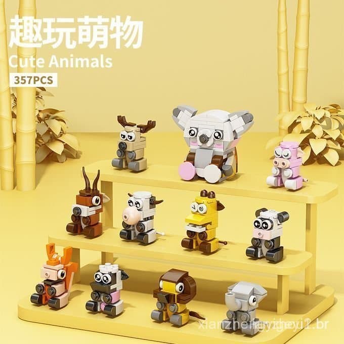 Compatível com Lego, brinquedos de blocos de montar de animais sentados, divertidos e fofos, figuras de blocos de montar