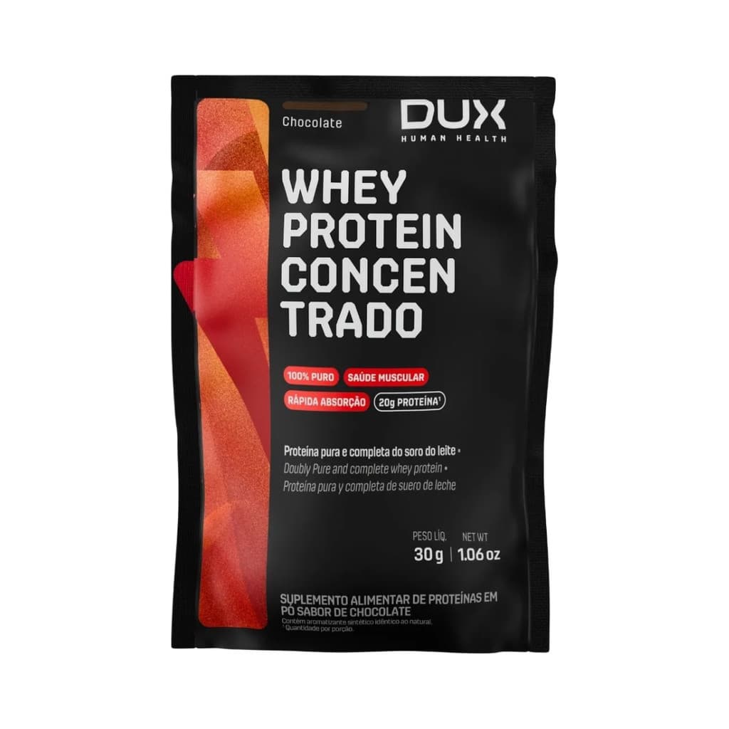 Whey Protein Concentrado Sachê De 30g Sabor Chocolate Dux