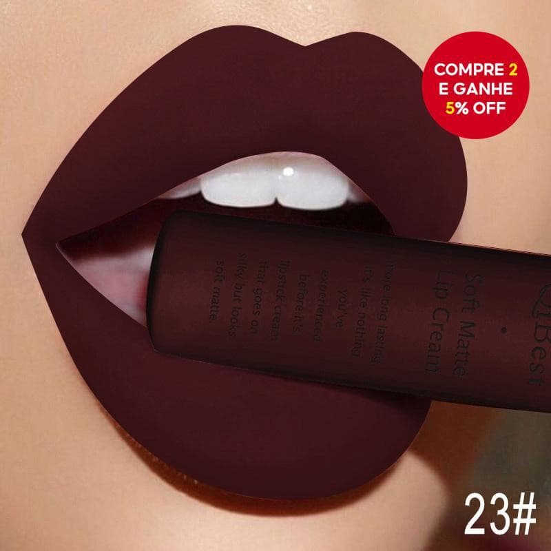  Qibest Brilho Labial Mate Antienxerado Não Desbota Batom Líquido Veludo Matte
