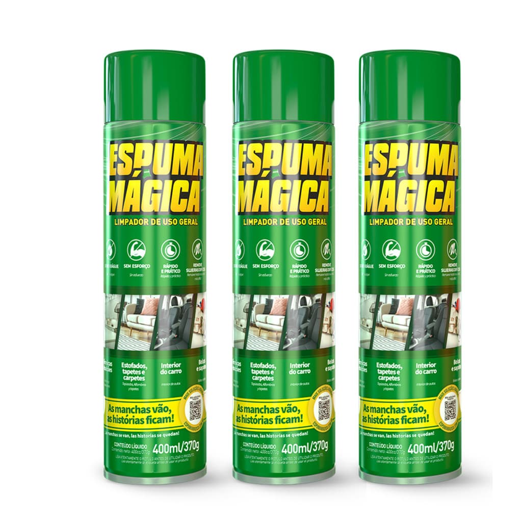 Kit 3 Espuma Mágica Limpador Geral Sofá Carro Proauto 400ml