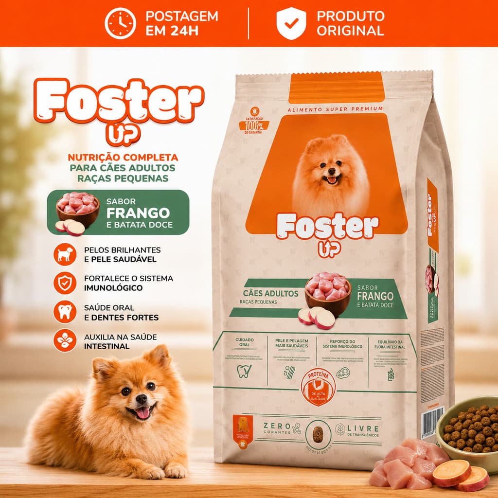 Ração Cachorro Foster Up Super Premium Raças Pequenas Adulto Frango Batata Doce 1kg Envio Imediato