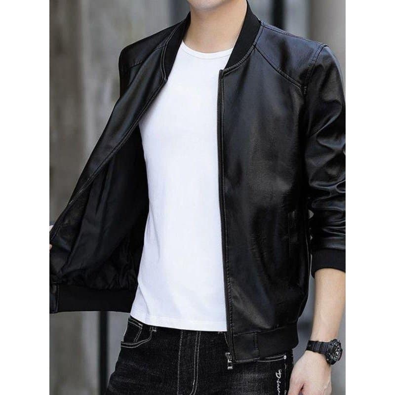 Jaqueta de couro masculina de meia-idade, forro de lã, jaqueta de couro Casual masculina, jaqueta de couro solta de tama