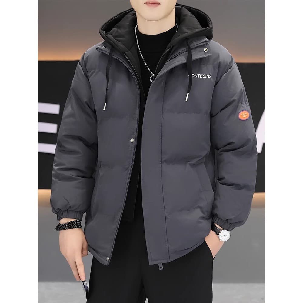 Outono inverno acolchoado jaqueta masculina Street Wear engrossado com capuz acolchoado jaqueta masculina solta falso de