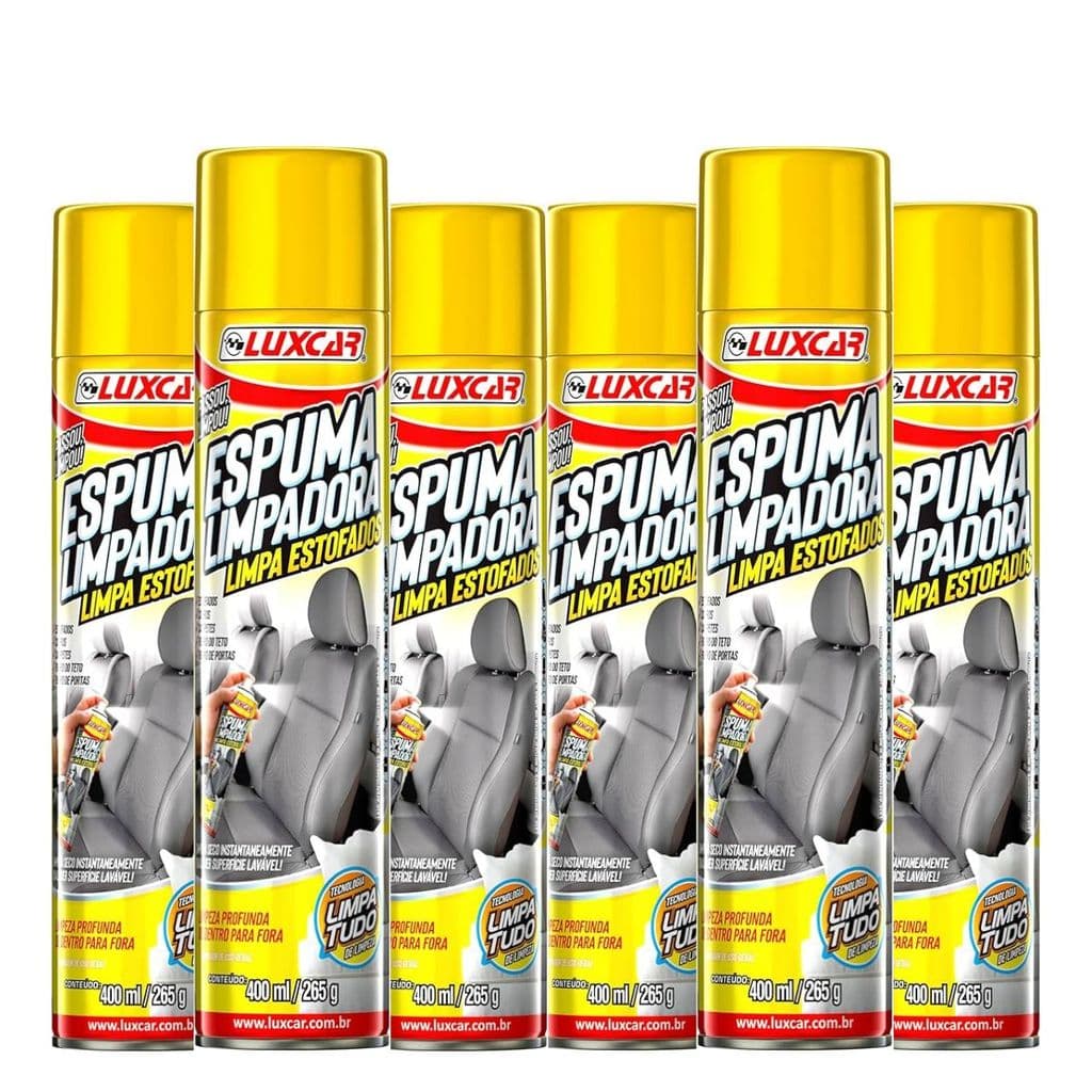 Kit 6 Espuma Spray Limpeza Magica A Seco Casa e Carro Luxcar 400ml