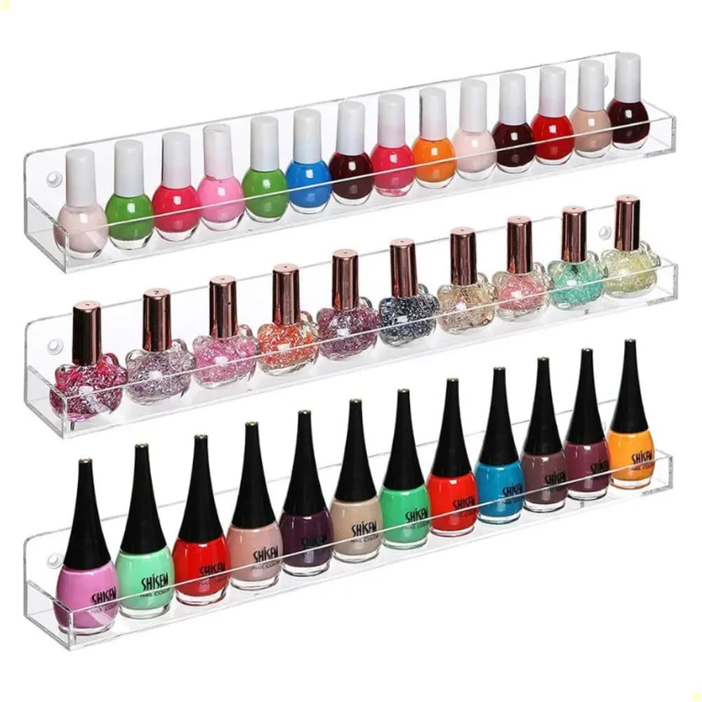 Prateleira Esmalte Unhas 40cm Suporte Organizador Parede em Acrílico 3mm Manicure Tintas