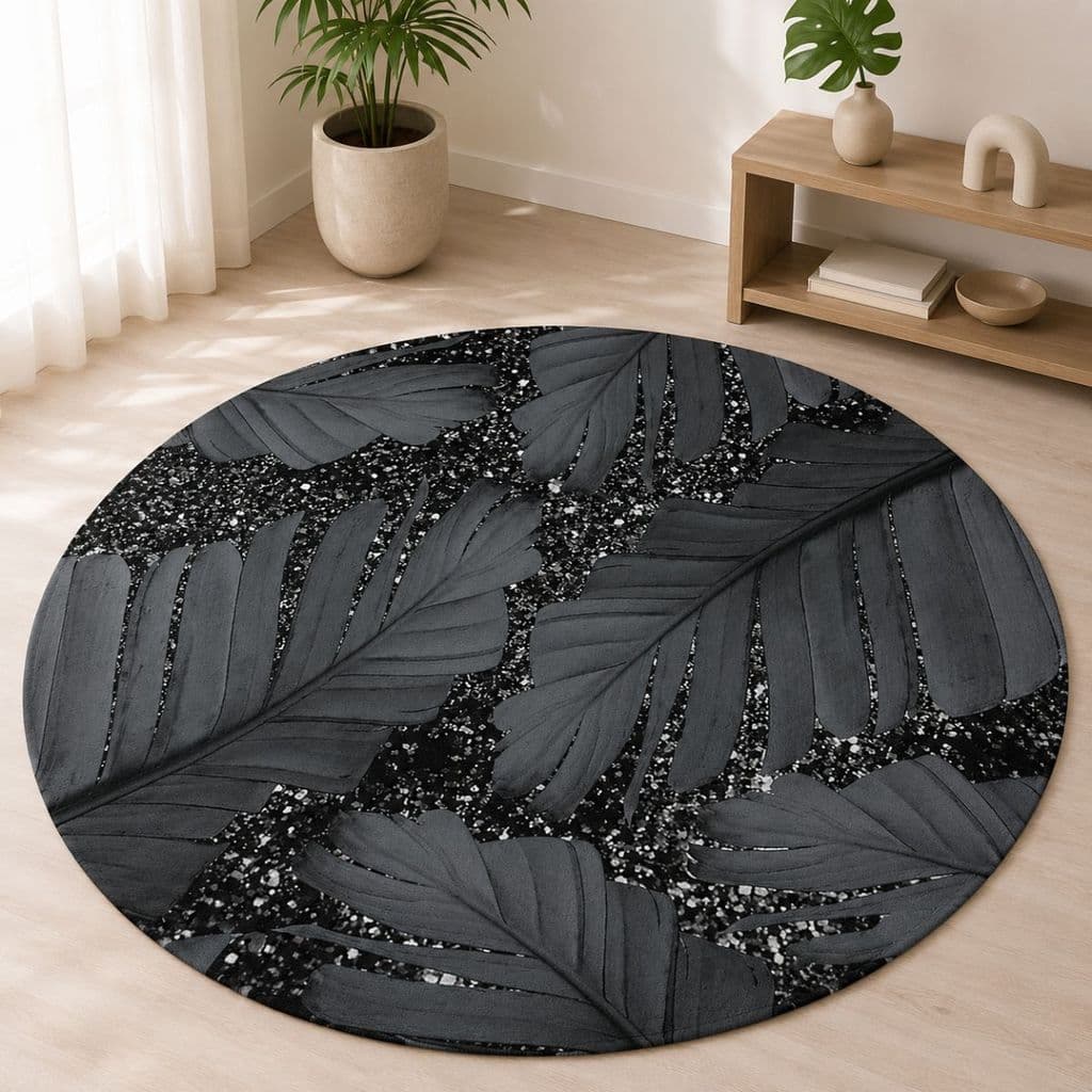 Tapete Redondo Decorativo 88cm Antiderrapante para Sala e Quarto 2193