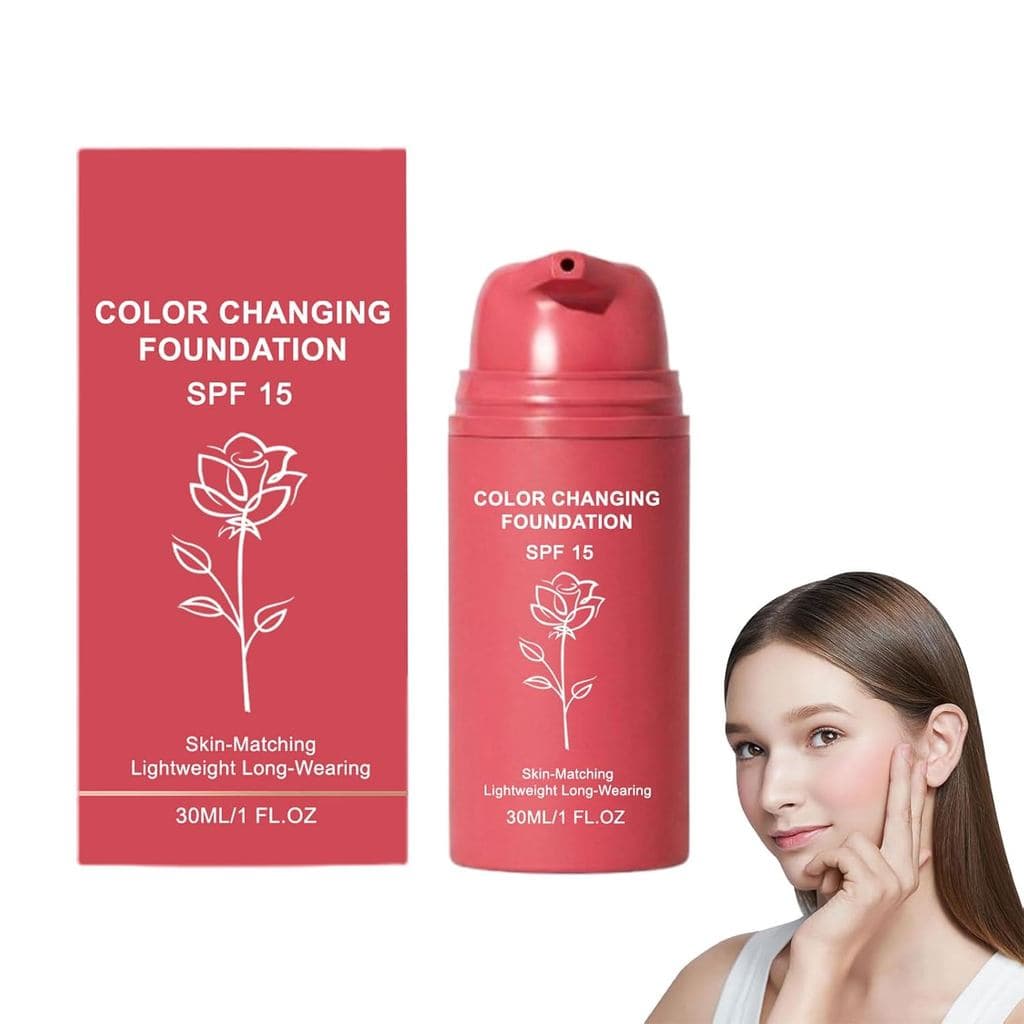Base Líquida Coreana que Muda de Cor, Base Líquida Profissional com Ajuste de Tom, Acabamento Autoajustável, Disfarça Im