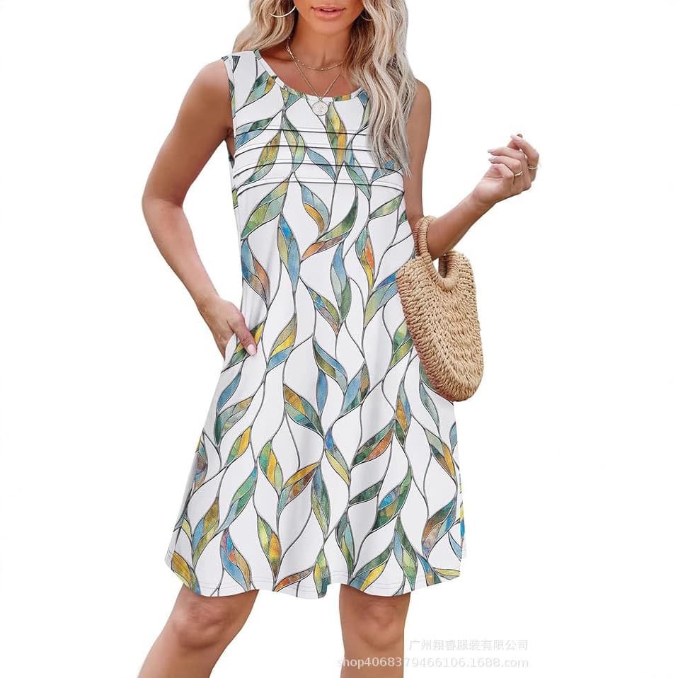 Feminino plissado frente colete vestido moda primavera sem mangas bolso colete vestido Casual verão saia curta vestido