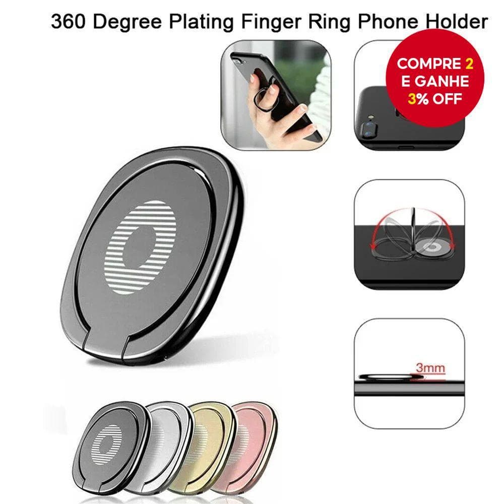 Suporte De Telefone De Metal Giratório Anel De Dedo Mesa Ultrafino Para Aperto De Carro