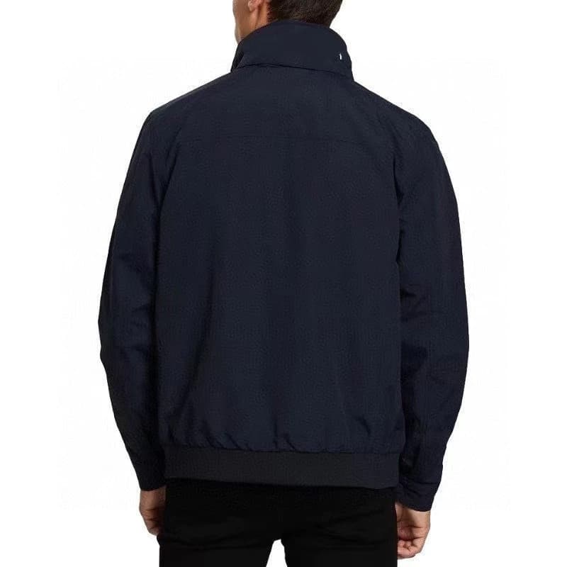 Jaqueta Masculina Casual Com Gola Alta , À Prova De Vento Bordada