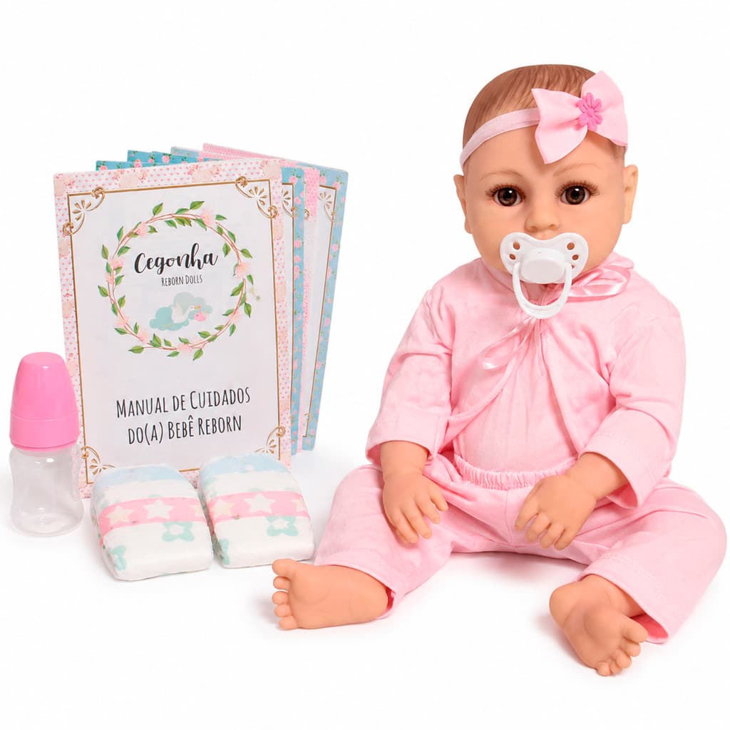 Boneca Reborn Articulada 100% Silicone Com Enxoval Completo