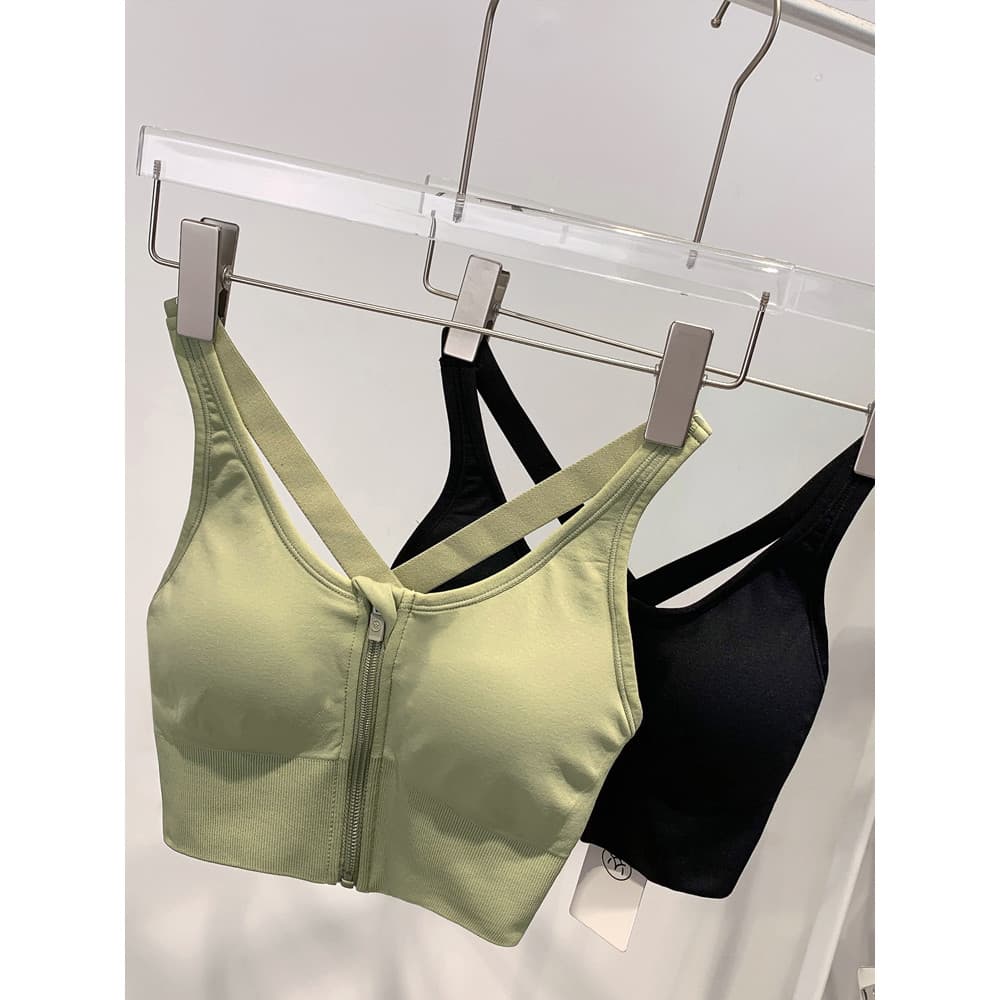 Zíper frontal roupa interior esportiva feminina à prova de choque correndo sutiã de Fitness de alta intensidade roupas d