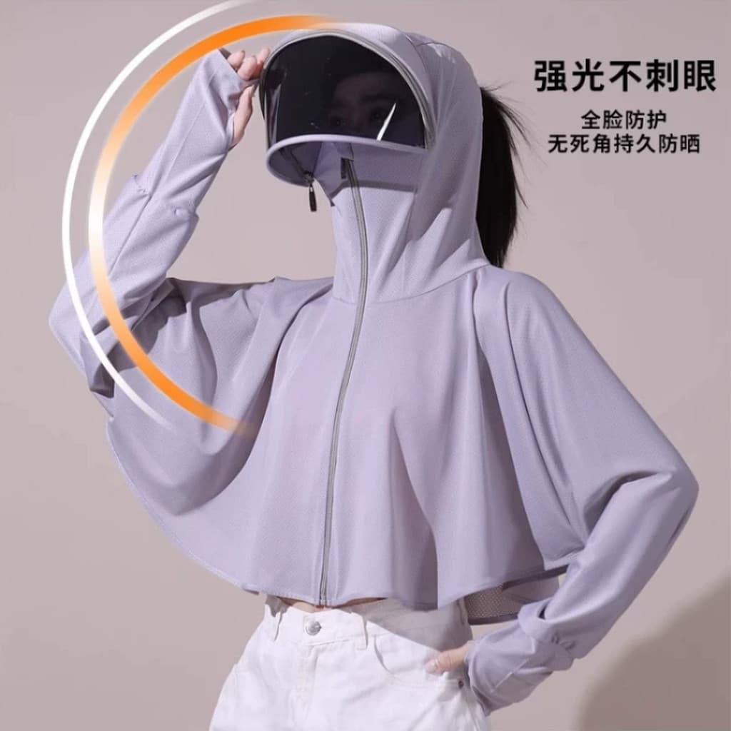 Protetor solar roupas chapéu máscara facial integrada senhoras protetor solar máscara facial verão proteção ultravioleta