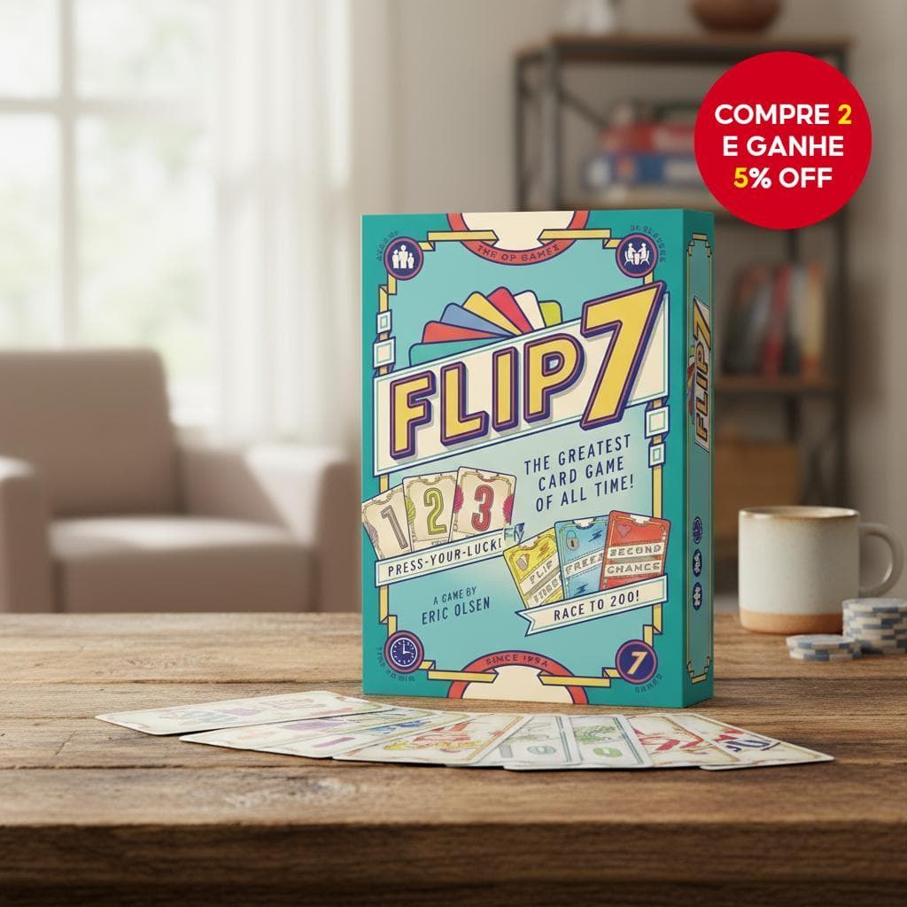  Flip 7: Jogo de Cartas Estratégico Dinâmico e Viciante para Noite de Jogos em Família, Viagens, Festas e para Crianças