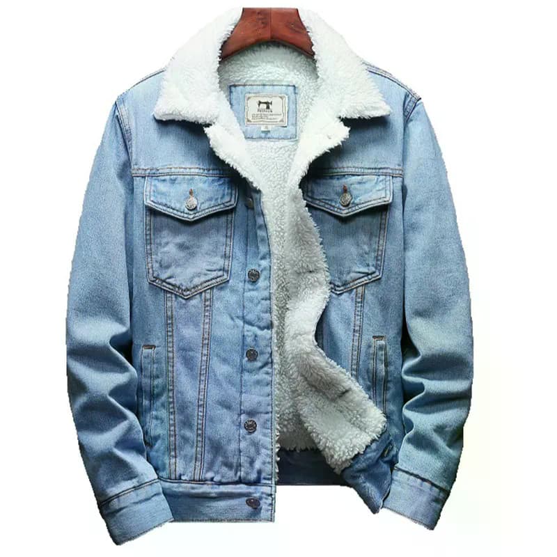 Inverno Jean Jaquetas Masculinas Quentes Denim Casacos Moda Cowboy Outerwear Forro Mais Grosso Velo Jaqueta Preto Azul P