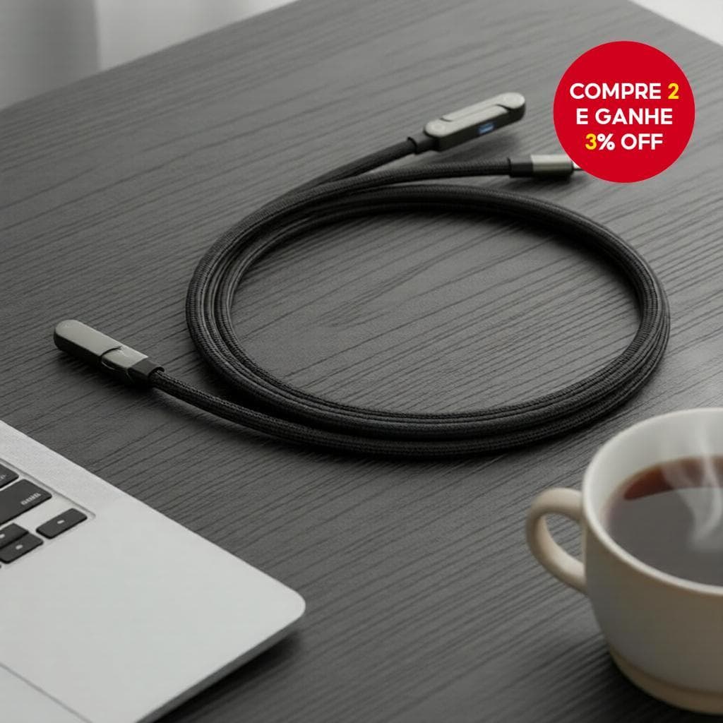  Cabo Carregador Rápido 240W 2 em 1 USB-C para USB-C com Suporte Dobrável, Cabo de Dados Tipo-C e Suporte de Mesa