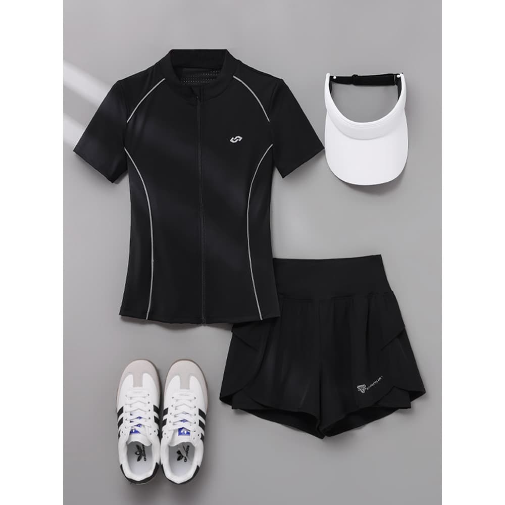 Roupas de Fitness feminino terno esportivo verão novo estilo de manga curta roupas de secagem rápida correndo ginásio ao