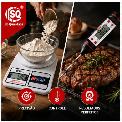 Kit Chef SQ Balança Digital De Cozinha E Termômetro Culinário Digital Para Carnes Doces Receitas E Dietas