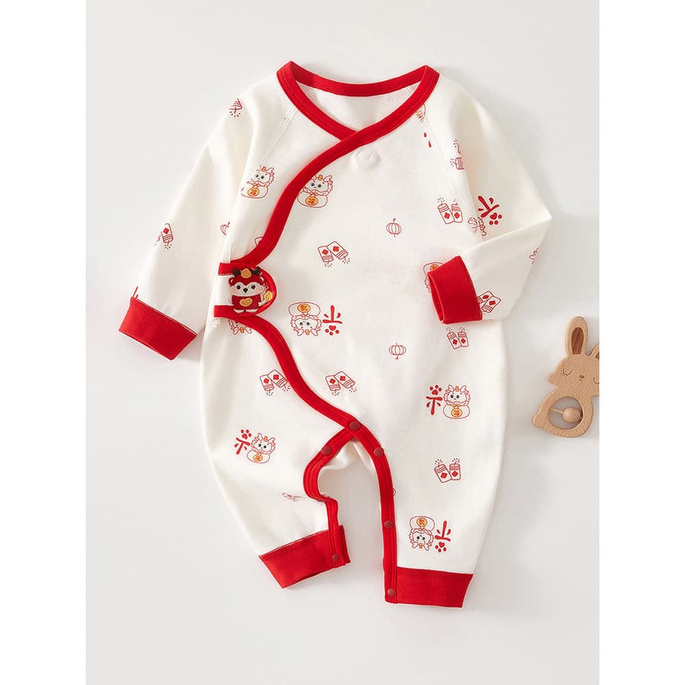Mês inteiro roupas de bebê vermelho recém-nascido macacão menino menina recém-nascido macacão roupas de bebê puro algodã