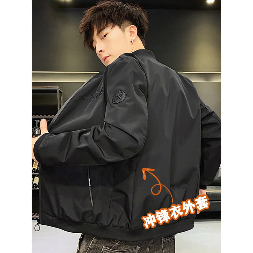 Primavera novo estilo na moda gola alta jaqueta masculina Street Wear Workwear jaqueta masculina solta jaqueta superior 