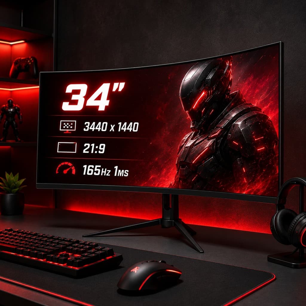 Monitor Gamer Curvo 34 Polegadas Ultrawide 165Hz 1ms 21:9 HDMI DP FreeSync DELTA-M3422AUC PRO