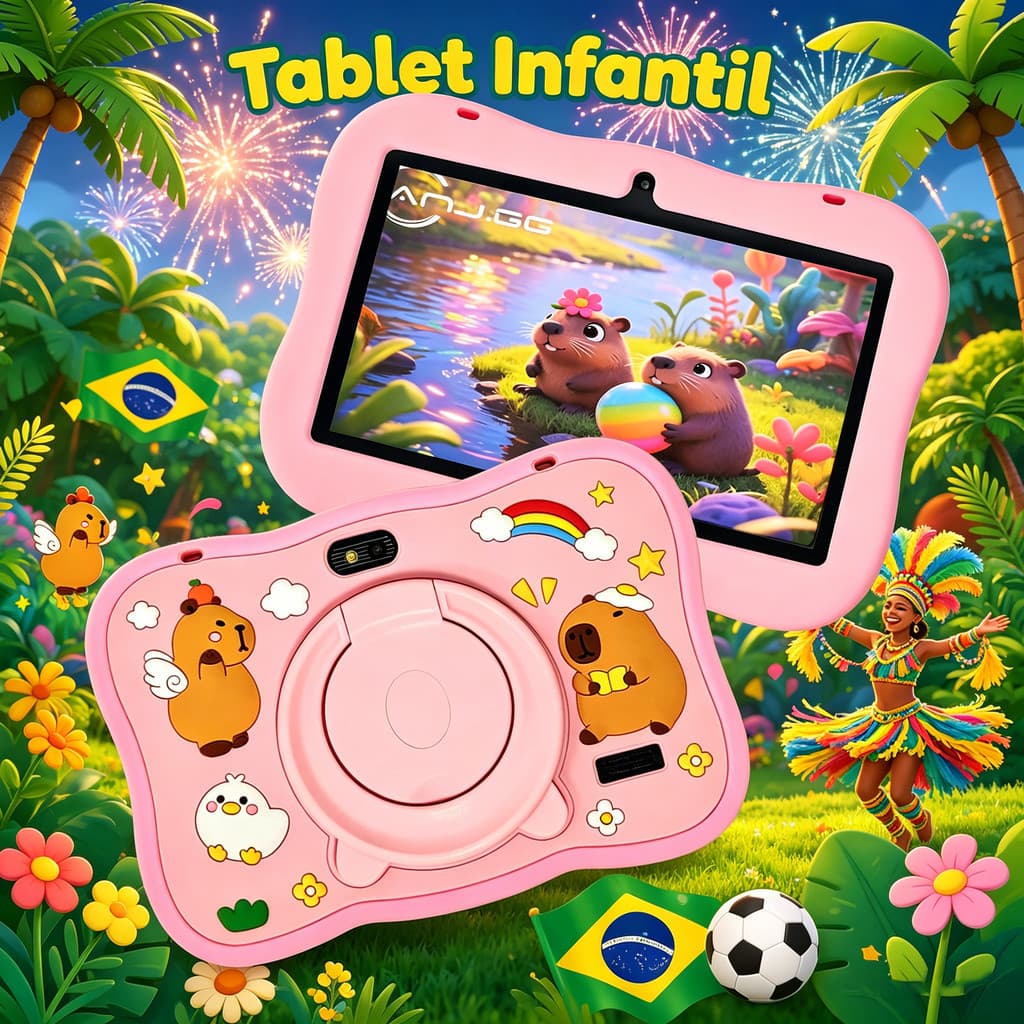 Tablet Infantil Educativo 7“ WiFi Android Bluetooth Capa Protetora Suporte Resistente para Crianças