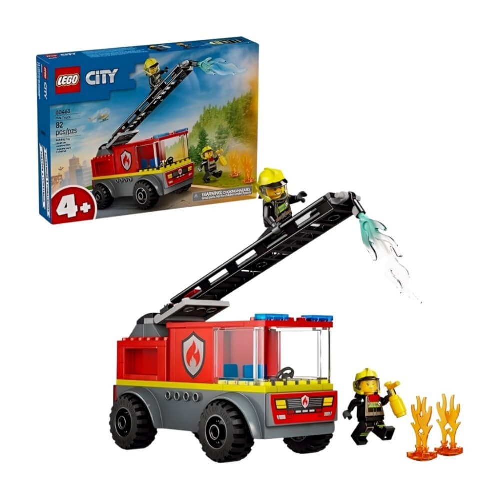 Blocos de Montar City Caminhão dos Bombeiros com Escada de Lego