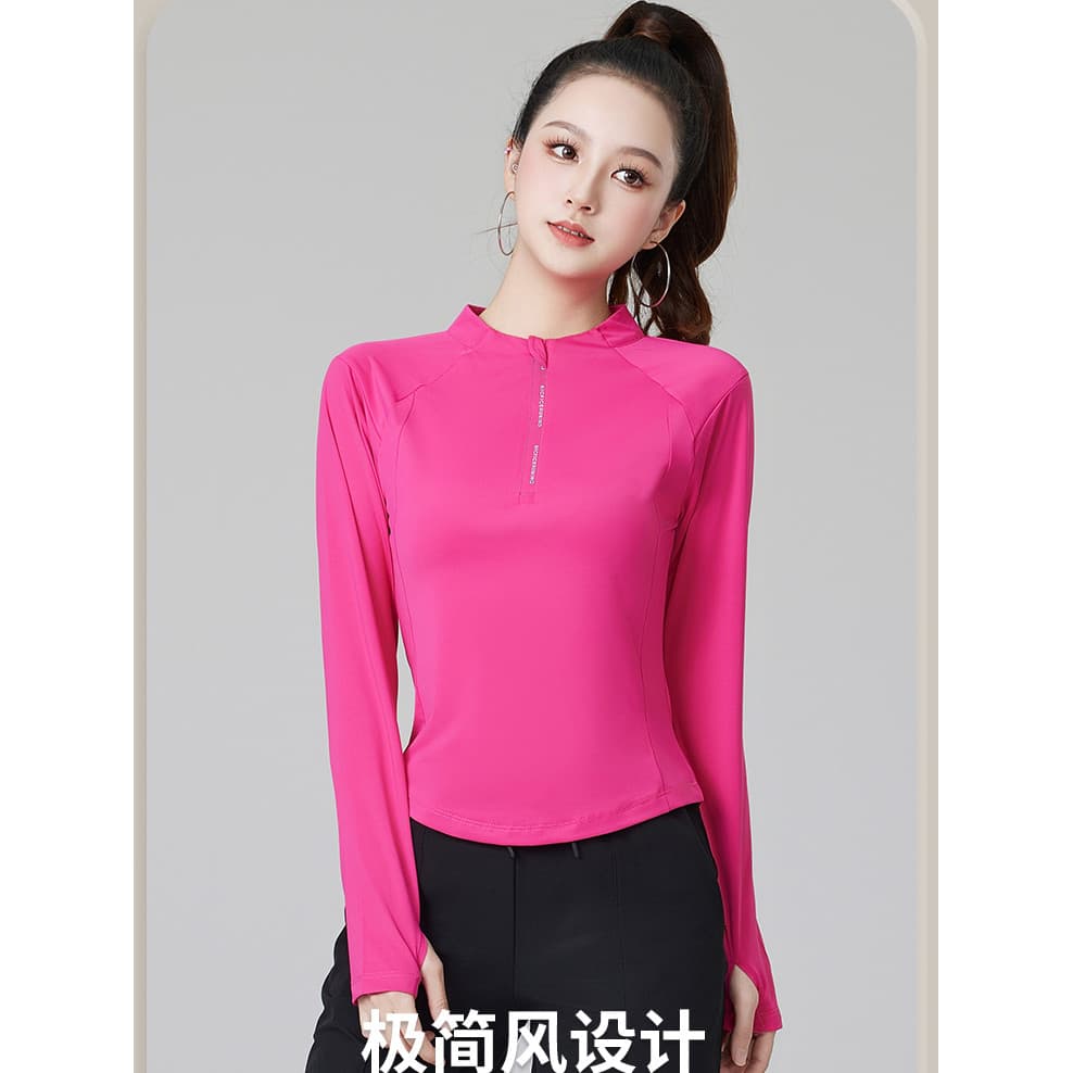 Roupas de dança quadrada novo estilo topo feminino verão roupas de dança de Fitness esportes camiseta de manga comprida 