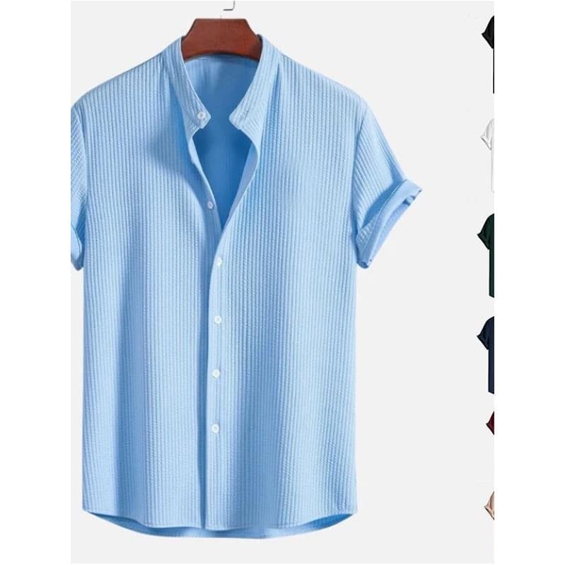 Camisa masculina jaqueta camisa masculina jaqueta europeia americana moda multicolorido Casual de manga curta cor sólida