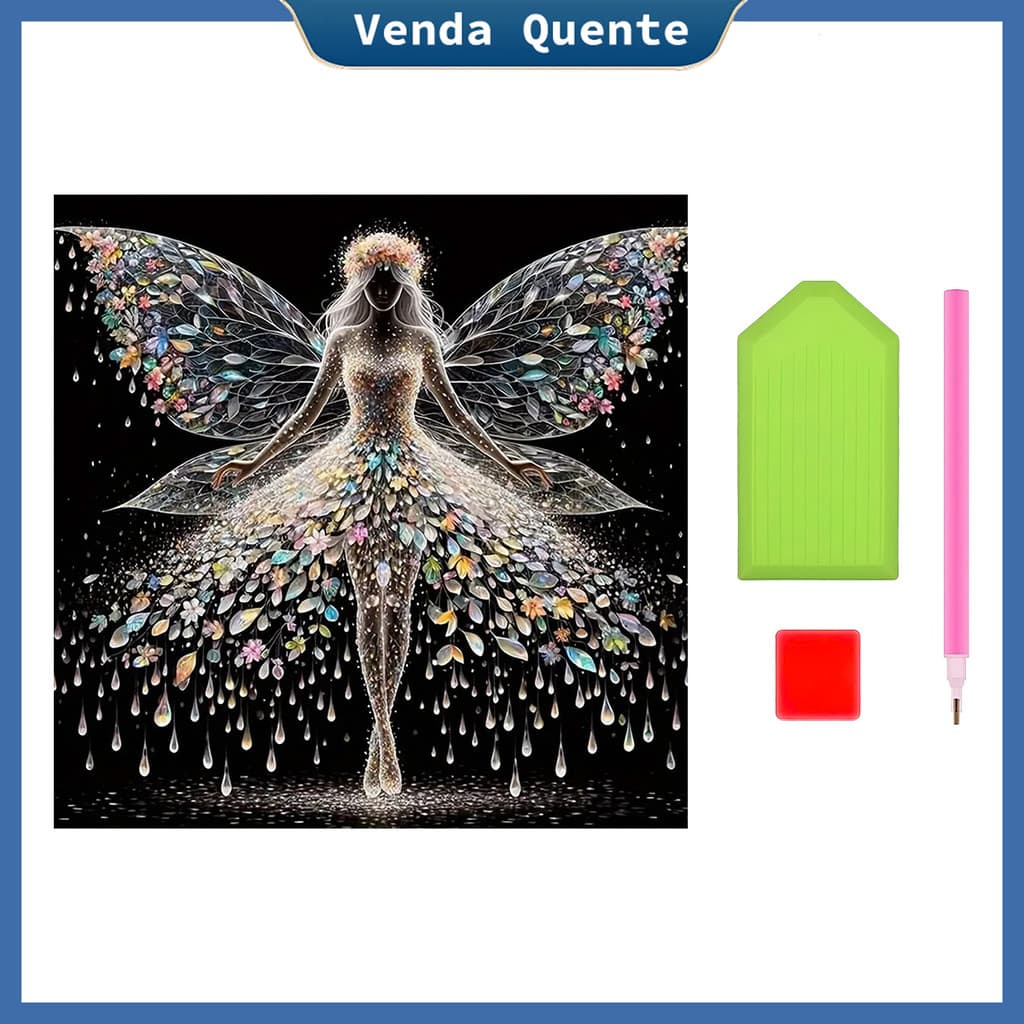 "Fada Da Flor de vidro" pintura diamante 30 cm x 30 cm, 5D Pintura Diamante, Decoração Da Parede Pintura Artesanal