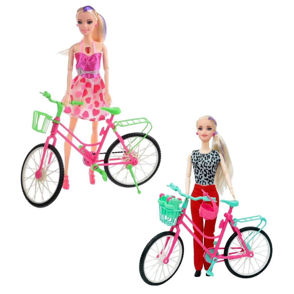 Boneca Articulada Ciclista Bike e Acessórios Musical