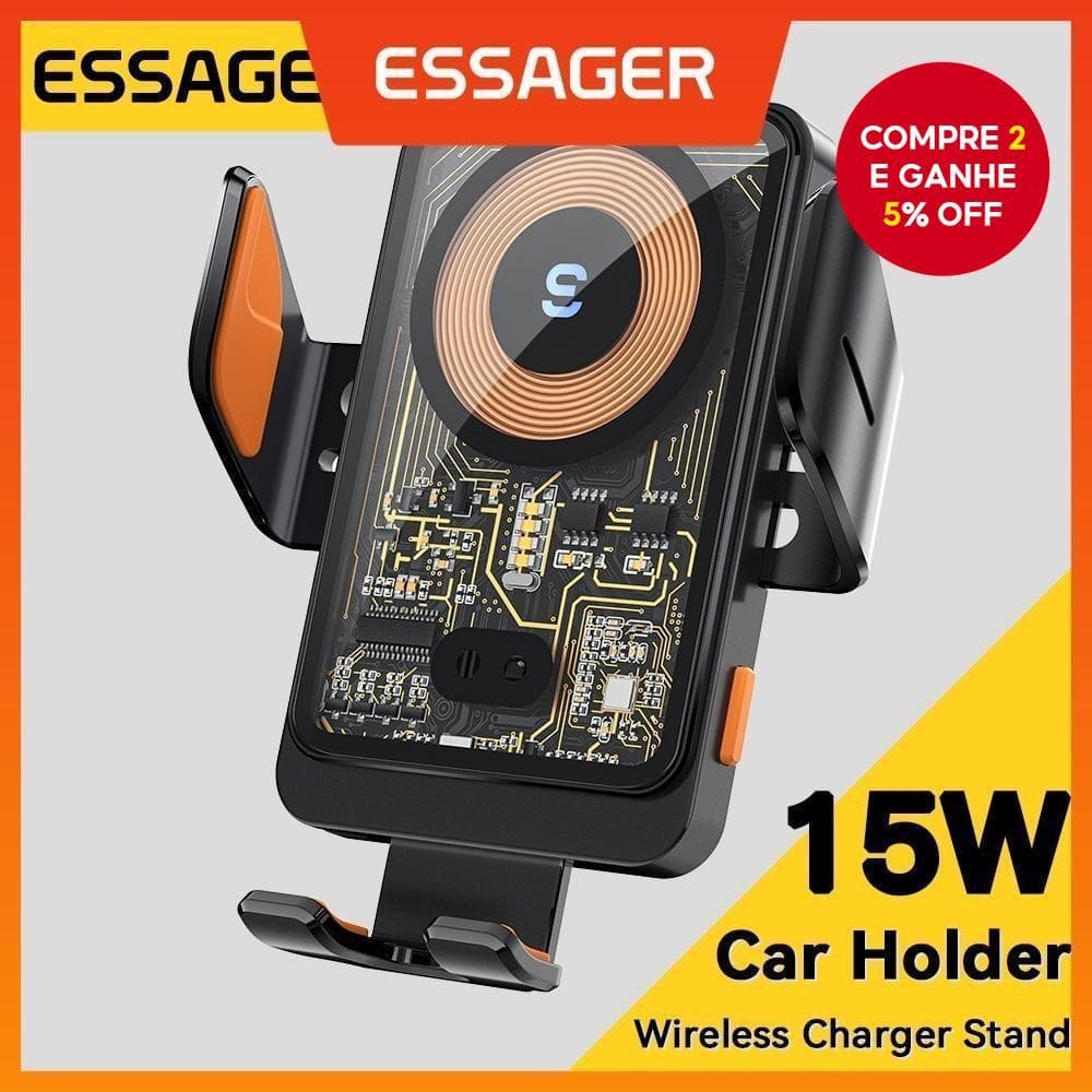 Essager 15W Carregador Sem Fio Suporte Para Telefone Carro Fechamento De Abertura Automática CP Painel