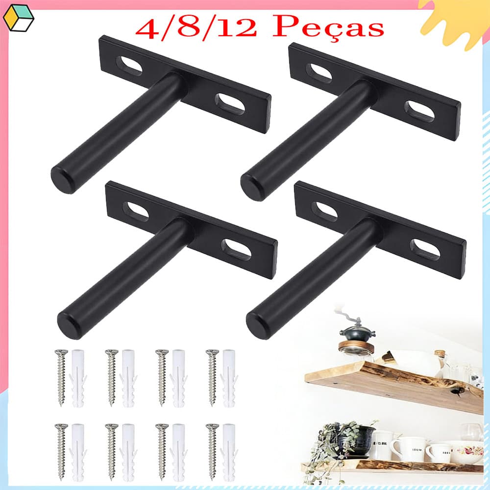 Suportes para prateleiras de parede, Suportes ocultos para prateleiras de madeira para DIY, com parafusos e buchas