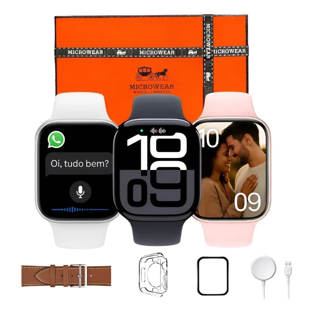 RELÓGIO W11 Mini Pro Smartwatch Bluetooth Chamadas Android iOS Mais Vendido
