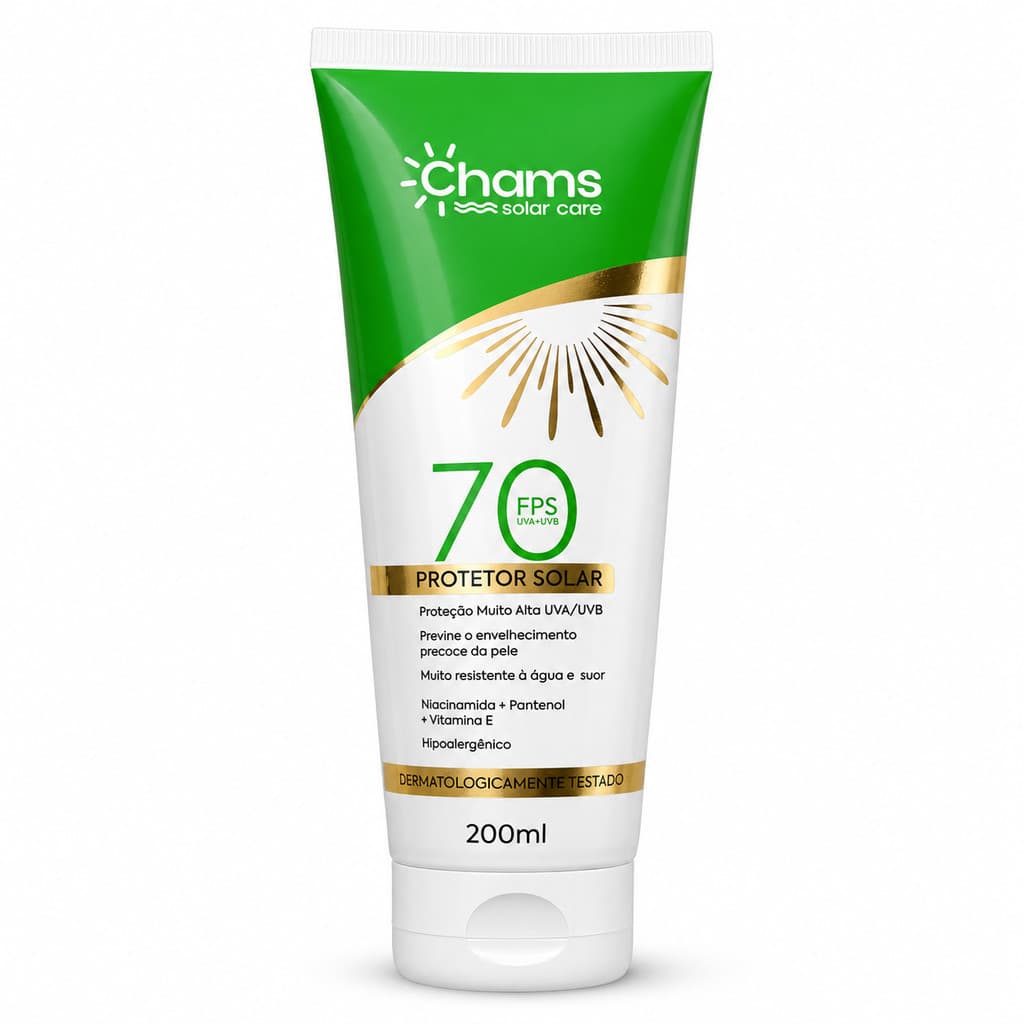 Protetor Solar Corporal 70 FPS Chams | Protetor Solar 70 | Potetor Solar Facial e Corporal