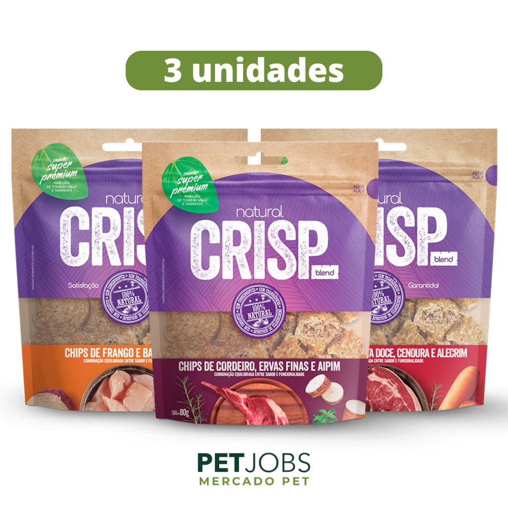 3 Natural Crisp Blend para Cães 100g - Snack Saudável Super Premium  Petisco de Carnes, Vegetais e Frutas KIT3