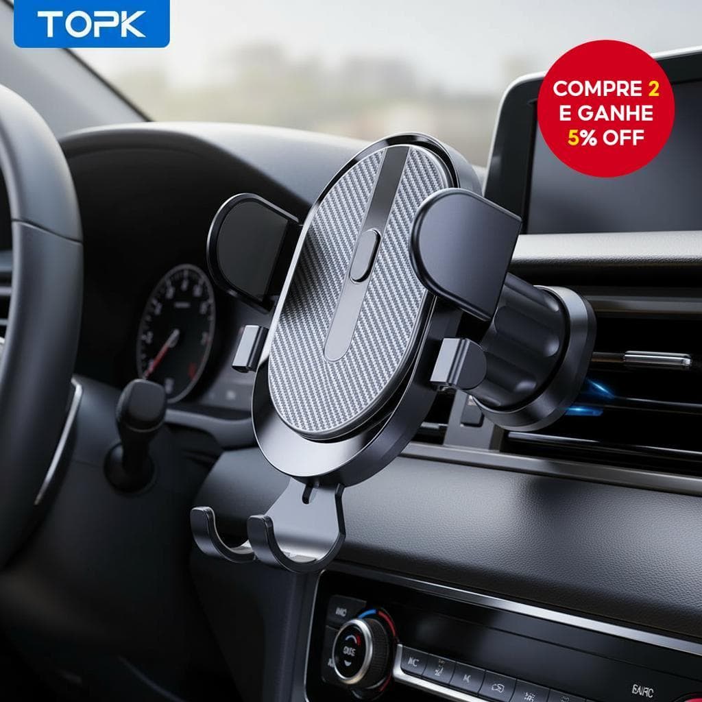  TOPK D39 Suporte de Telefone para Carro, Suporte Universal Atualizado 2023 com Clipe de Gancho, Suporte para Carro com