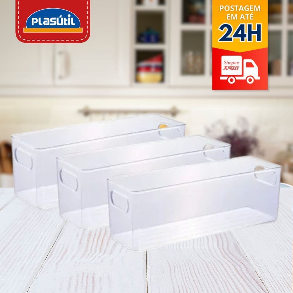 Kit 3 Organizador 10X30  Multiuso de Geladeira Armário Cozinha Porta Tempero Organizador mantimentos