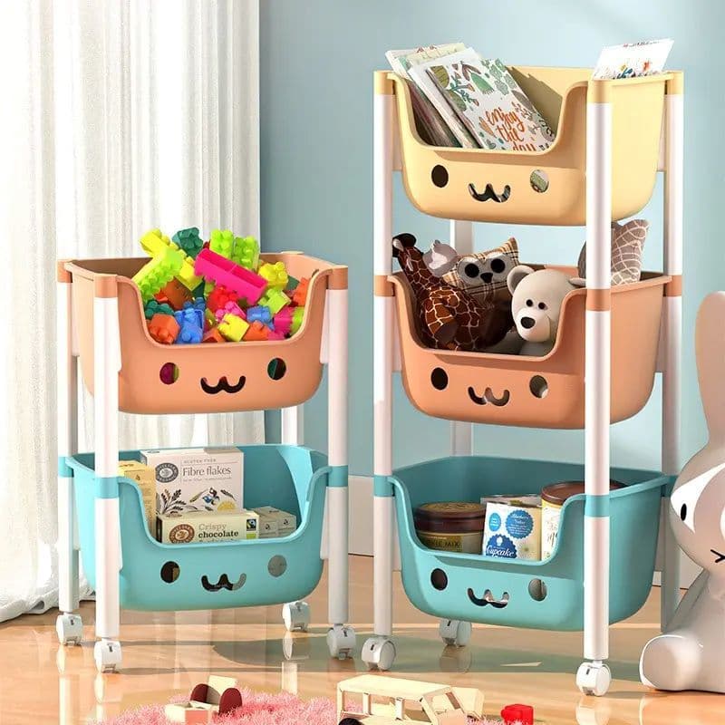 Prateleira Organizadora Caixa ou Cesto Infantil para Brinquedos Quarto Bebê Estante Carrinho Box 2 e 3 prateleiras!