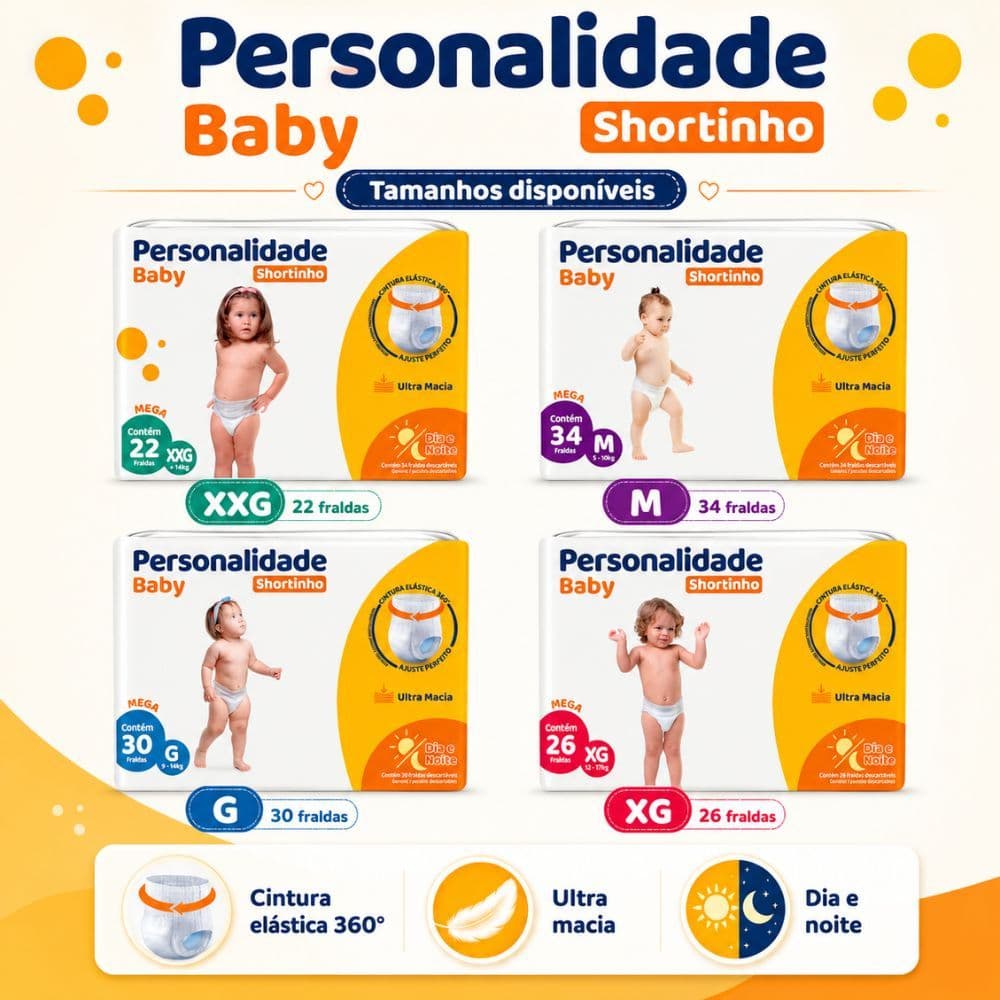 Fralda Personalidade Baby Mega Shortinho 