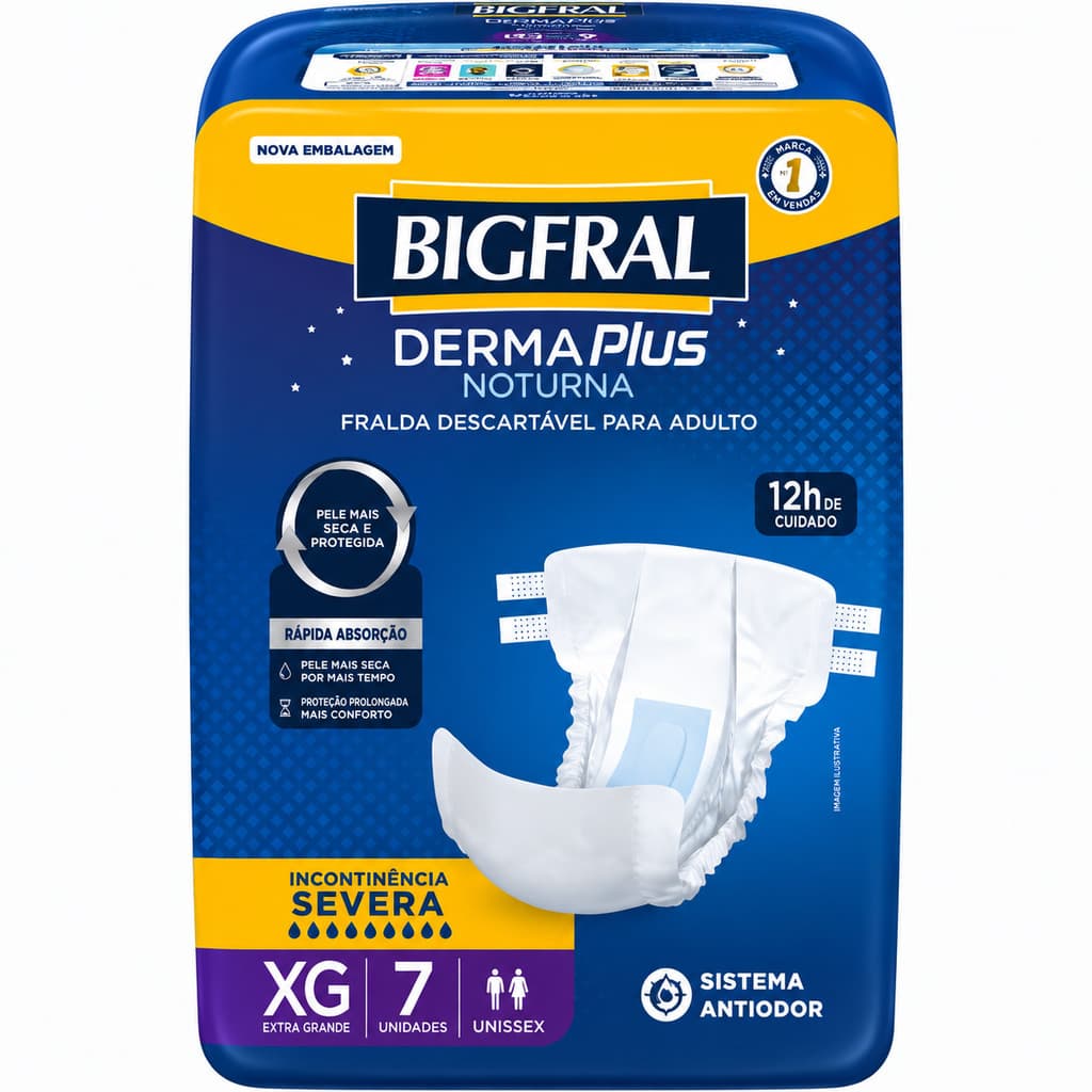 FRALDA BIGFRAL DERMA PLUS NOTURNA XGDE C/7 INCONT. SEVERA