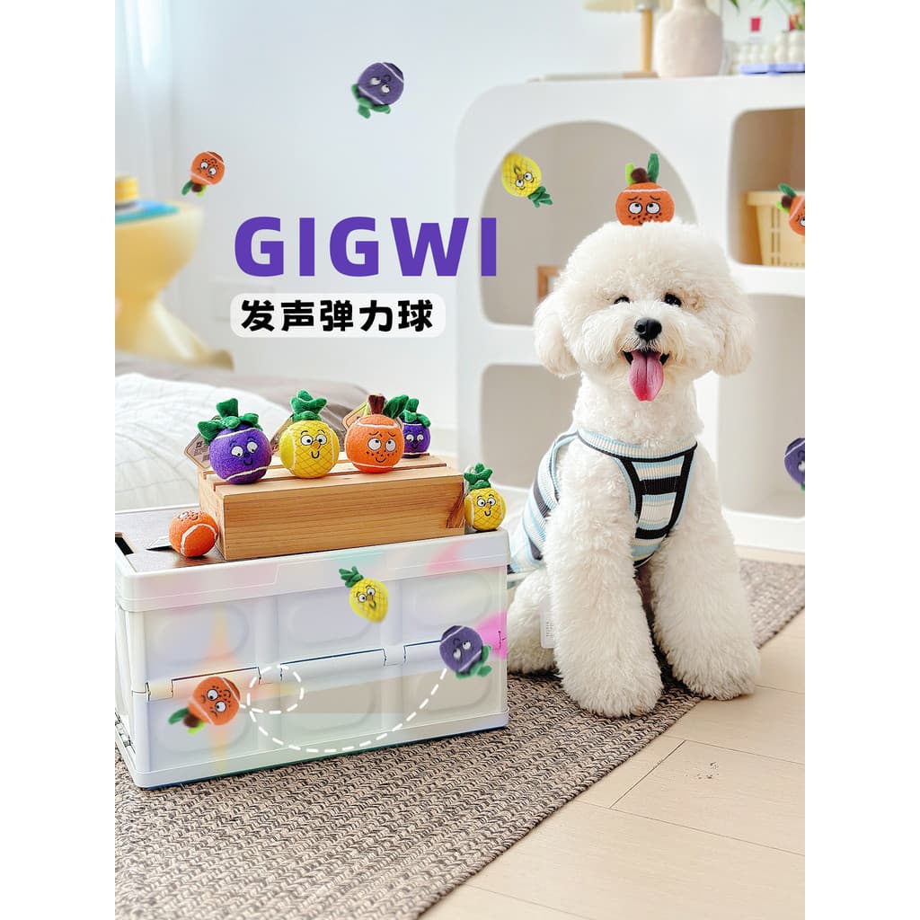GiGwi Guiwei Brinquedo para cachorro Fruta Voz Tênis Pet Molar Bouncy Ball Filhote de cachorro Brinquedo interativo para