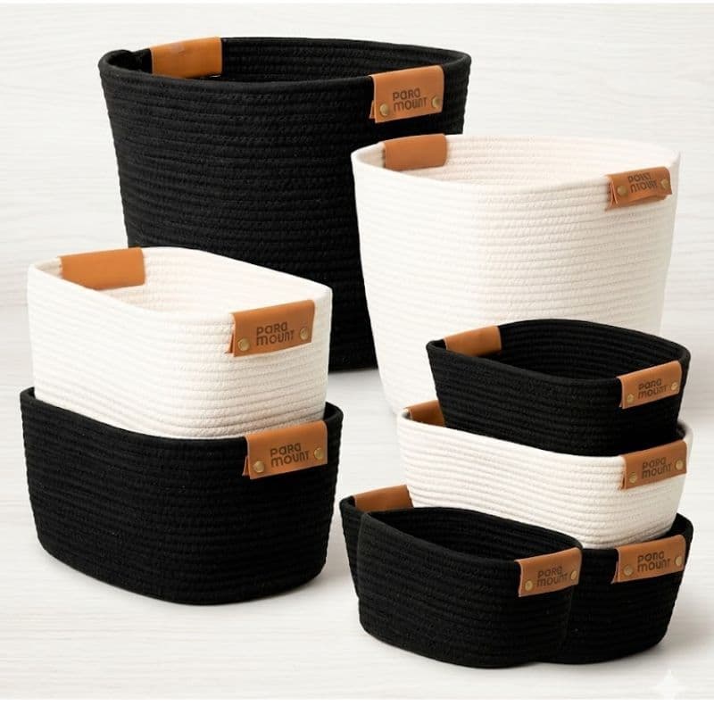 Cesto Organizador de Algodão Dobrável Paramount Multiuso para Sala Quarto Banheiro Resistente e Moderno.